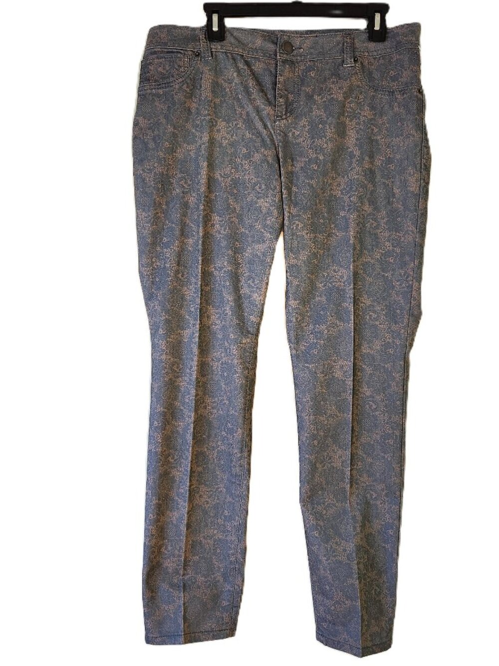 Ink International Concepts Bluegreen/GoldPink Paisley Print Jeans Size 12